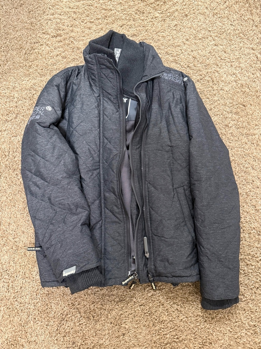 Superdry Men's Quilted Dark Gray Ski Jacket